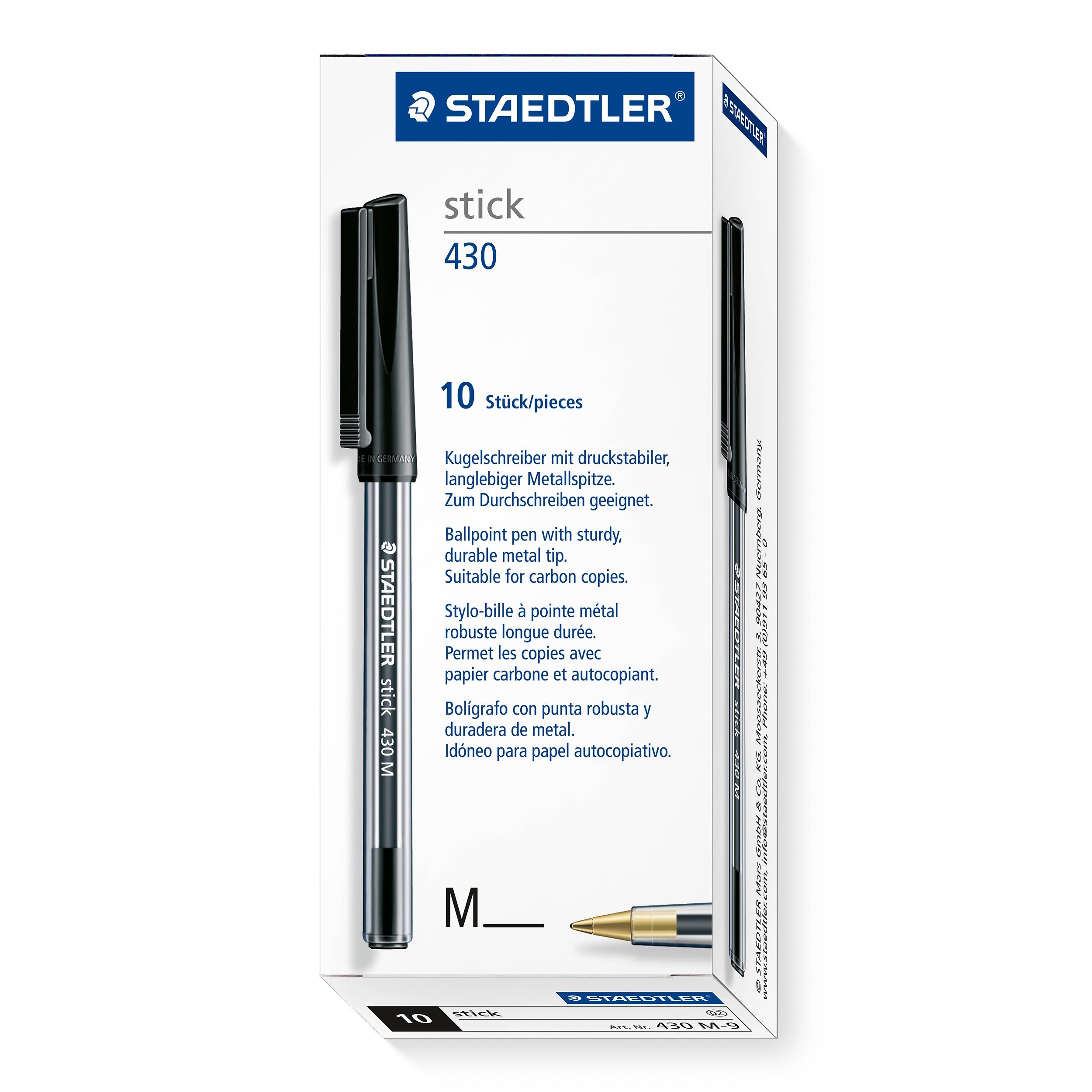 Amazon.com : STAEDTLER Stick 430 M-9 Ballpoint Pen Medium - Black